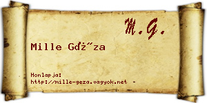 Mille Géza névjegykártya